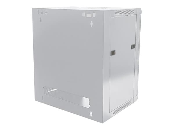 Intellinet Network Cabinet, Wall Mount (Standard), 9U, Usable Depth 410mm/Width 510mm, Grey, Flatpack, Max 60kg, Metal & Glass Door, Back Panel, Remo