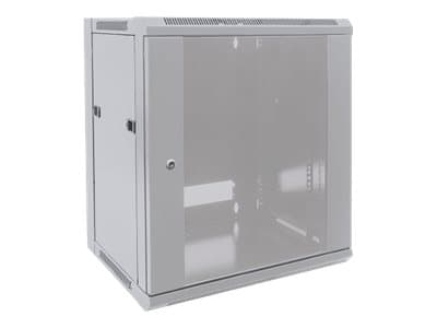 Intellinet Network Cabinet, Wall Mount (Standard), 9U, Usable Depth 410mm/Width 510mm, Grey, Flatpack, Max 60kg, Metal & Glass Door, Back Panel, Remo