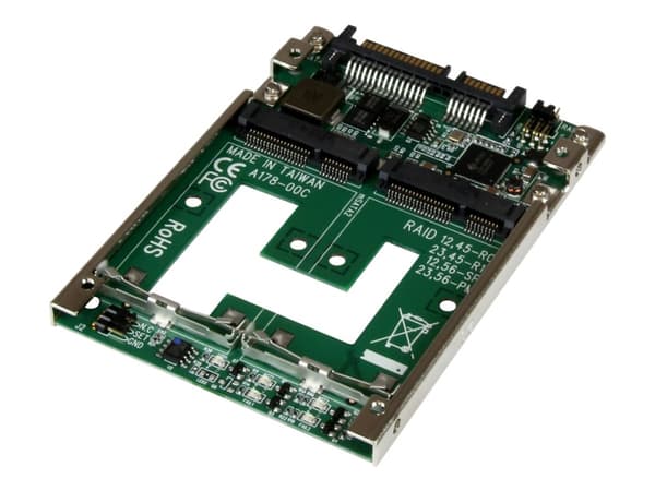 StarTech.com Dual mSATA SSD to 2.5" SATA RAID Adapter Converter - 2x mSATA SSD to 2.5in SATA Adapter with RAID and 7mm Open Frame Housing (25SAT22MSA