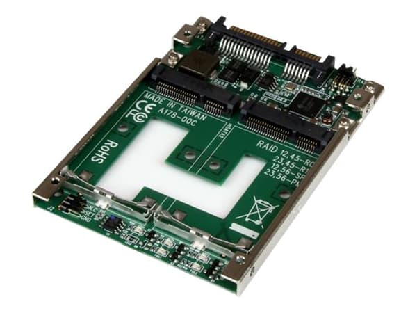StarTech.com Dual mSATA SSD to 2.5" SATA RAID Adapter Converter - 2x mSATA SSD to 2.5in SATA Adapter with RAID and 7mm Open Frame Housing (25SAT22MSA