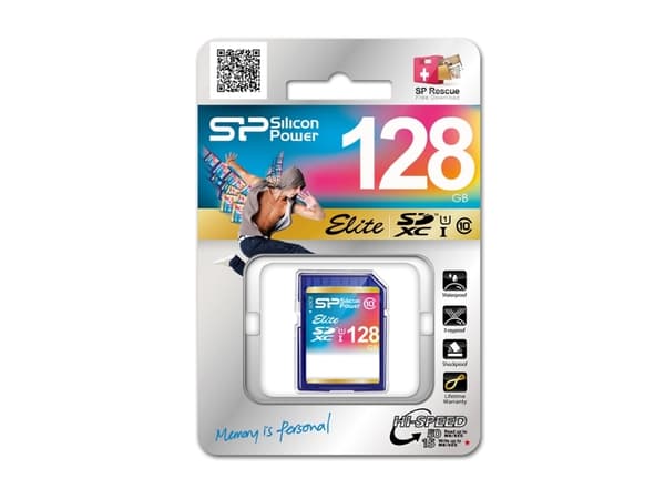 SILICON POWER Elite - Flashminnekort (microSDXC til SD-adapter inkludert) - 128 GB - Class 10 - SDXC UHS-I