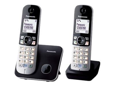 Panasonic KX-TG6812 - Trådlös telefon med nummerpresentation - DECT\GAP - svart + 1 extra handuppsättning Svart, Silver