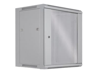Intellinet Network Cabinet, Wall Mount (Standard), 12U, Usable Depth 260mm/Width 510mm, Grey, Flatpack, Max 60kg, Metal & Glass Door, Back Panel, Rem