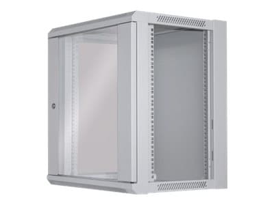 Intellinet Network Cabinet, Wall Mount (Standard), 12U, Usable Depth 260mm/Width 510mm, Grey, Flatpack, Max 60kg, Metal & Glass Door, Back Panel, Rem