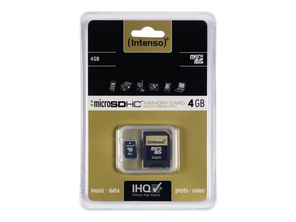 Intenso - Flashminnekort (microSDHC til SD-adapter inkludert) - 4 GB - microSDHC