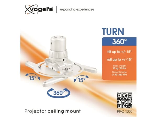 Vogel's Professional PPC 1500 - Monteringssæt (til loftmontering) - for projektor - hvit - loftsmonterbar