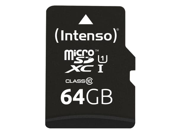 Intenso Premium - Flash-minneskort (microSDXC till SD-adapter inkluderad) - 64 GB - UHS Class 1 / Class10 - mikroSDXC UHS-I