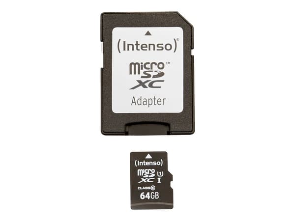 Intenso Premium - Flashminnekort (microSDXC til SD-adapter inkludert) - 64 GB - UHS Class 1 / Class10 - microSDXC UHS-I