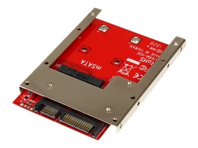 Startech.com mSATA SSD til 6,40 cm (2,5") SATA-adapterkonverter - Lagringskontroller - 1 sender/kanal - SATA 6 Gb/s - 6 GBps - SATA 6 Gb/s (SAT32MSAT Sort, Rød, Sølv