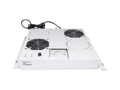 Intellinet 2-Fan Ventilation Unit for 19" Racks, Roof Mount, with Thermostat, Grey - Systemviftebrett - med 2 kjølevifter - AC 220/240 V - grå, RAL 7