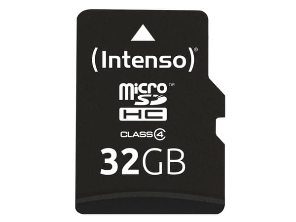 Intenso 3403480, 32 GB, MicroSDHC, Luokka 4, 20 MB/s, 5 MB/s, Iskunkestävä, Lämmönkestävä, Röntgensäteenkestävä