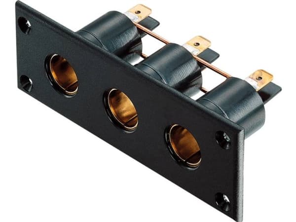Fordeler 3 standardstikdåser ProCar Einbau-Dreifach-Steckdose 16 A 12 V/DC, 24 V/DC 16 A 16 A 6,3 mm fladstik