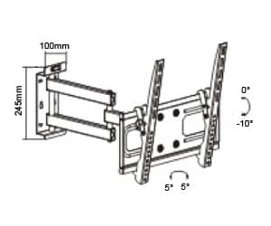 SUNNE 23-42-EAX, 58,4 cm (23"), 106,7 cm (42"), 400 x 400 mm, 400 x 400 mm, -10 - 0°, Sort