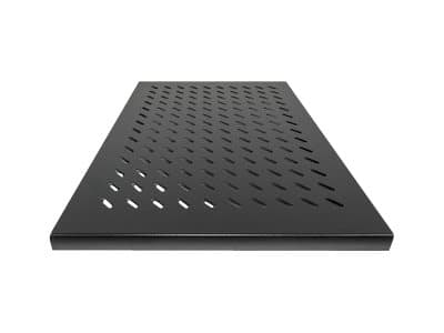 Intellinet 19" Fixed Shelf, 1U, 800mm Depth, Heavy-Duty, Max 100kg, Black - Rack-hylle - svart, RAL 9005 - 1U - 19"