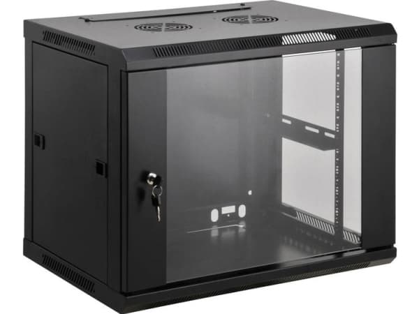 Intellinet-verkkokaappi, seinäasennus (vakio), 20U, käyttösyvyys 500mm/leveys 540mm, musta, koottu, max 60kg, metalli- ja lasiovi, takapaneeli, irrot