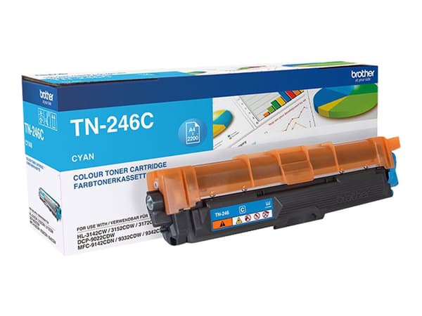 Brother TN246C - Cyan - original - tonerkassett - för Brother DCP-9017, DCP-9022, HL-3142, HL-3152, HL-3172, MFC-9142, MFC-9332, MFC-9342