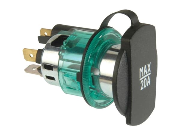 Procar Power Socket With Clamping Sleeve Green Load Current Max.=20a