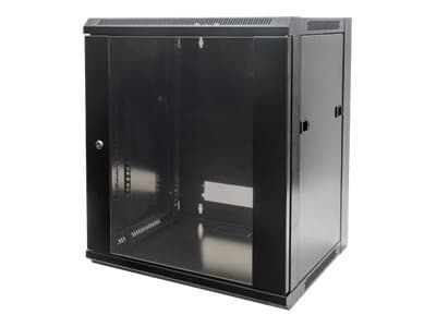 Intellinet Network Cabinet, Wall Mount (Standard), 15U, Usable Depth 260mm/Width 510mm, Black, Flatpack, Max 60kg, Metal & Glass Door, Back Panel, Re