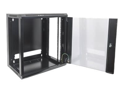 Intellinet Network Cabinet, Wall Mount (Standard), 15U, Usable Depth 260mm/Width 510mm, Black, Flatpack, Max 60kg, Metal & Glass Door, Back Panel, Re