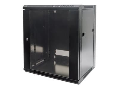 Intellinet Network Cabinet, Wall Mount (Standard), 15U, Usable Depth 260mm/Width 510mm, Black, Flatpack, Max 60kg, Metal & Glass Door, Back Panel, Re