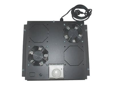 Intellinet 2-Fan Ventilation Unit for 19" Racks, Roof Mount, with Thermostat, Black - Fläktbricka för stativ - med 2 kylfläktar - AC 220/240 V - svar