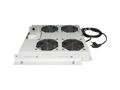 Intellinet 4-Fan Ventilation Unit for 19" Racks, Roof Mount, with Thermostat, Grey - Systemviftebrett - med 4 kjølevifter, termostat - AC 220/240 V -