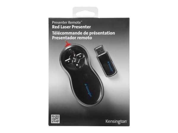 Kensington Si600 Wireless Presenter with Laser Pointer - Kaukosäädin esitykseen - 4 painiketta - RF - musta - musta