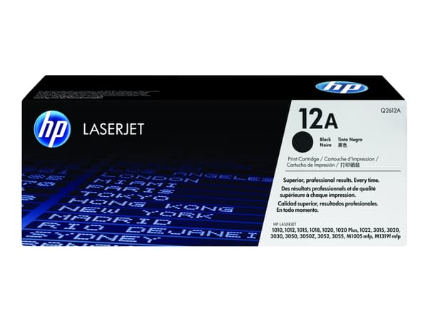 HP 12A - Svart - original - LaserJet - tonerpatron (Q2612A) - for LaserJet 1010, 1012, 1015, 1018, 1020, 1022, 3015, 3020, 3030, 3050, 3052, 3055, M1