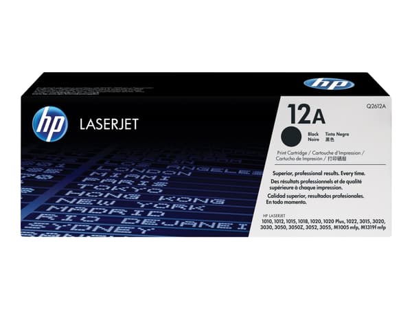 HP 12A - Svart - original - LaserJet - tonerpatron (Q2612A) - for LaserJet 1010, 1012, 1015, 1018, 1020, 1022, 3015, 3020, 3030, 3050, 3052, 3055, M1