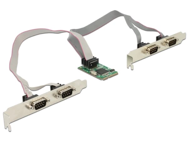 DeLock MiniPCIe I/O PCIe full størrelse 4 x Seriell RS-232 - Serieller Adapter - PCI Express 1.1 Mini Card - RS-232 x 4 (95243)