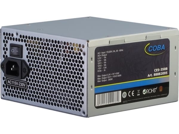 Inter-Tech Coba CES-350B 80+ - Strømforsyning (intern) - ATX12V 2.3 - 80 PLUS Bronze - AC 115/230 V - 350 watt - aktiv PFC