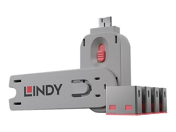 Lindy USB Port Blocker - USB-portsperrer - rosa (en pakke 4)