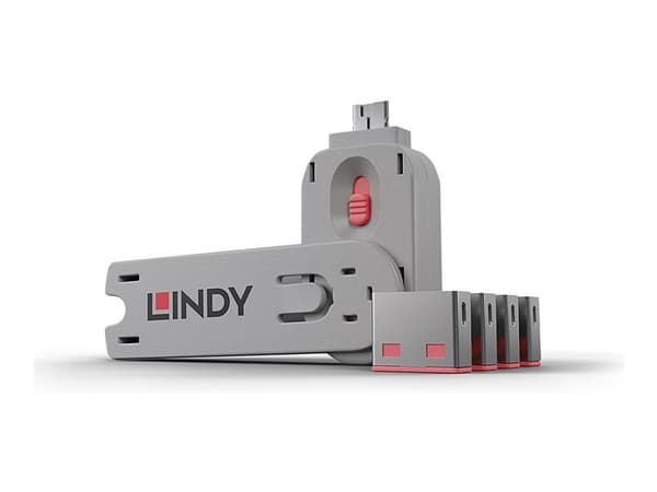 Lindy USB Port Blocker - USB-portsperrer - rosa (en pakke 4)