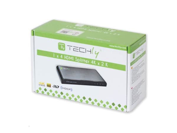 TECHly 1 x 4 HDMI Splitter 4K x 2K - Video/audiosplitter - 4 x HDMI - skrivbordsmodell