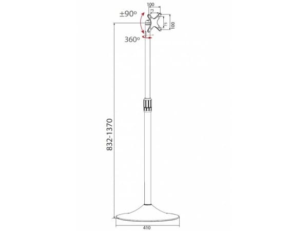 Techly ICA-TR10, 22 kg, 68,6 cm (27"), 33 cm (13"), 75 x 75 mm, 100 x 100 mm, 832 - 1370 mm
