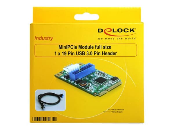 Delock MiniPCIe I/O PCIe full size 1 x 19 Pin USB 3.0 Pin Header - USB-adapter - PCIe Mini Card - USB, USB 2.0, USB 3.0
