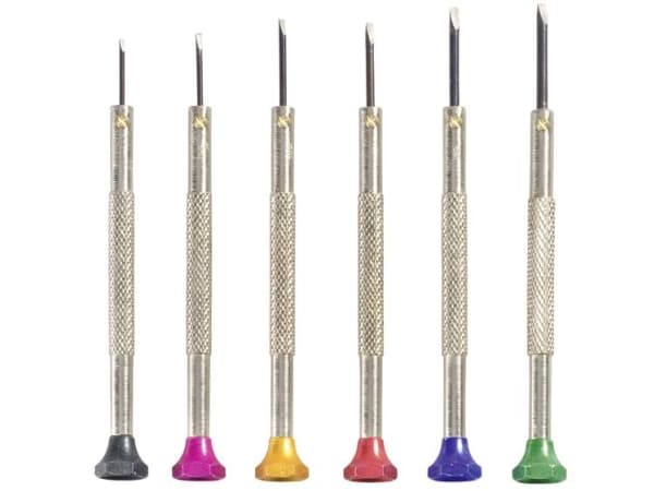 TOOLCRAFT 12-delars skruvmejsel för urmakare 12 delar Bladbredd: 0,8 mm, 1 mm, 1,2 mm, 1,4 mm, 1,6 mm, 1,8 mm