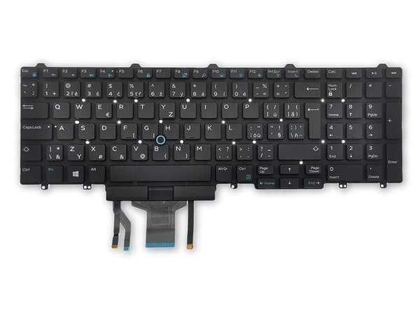 Dell Dual Pointing - Ersättningstangentbord för bärbar dator - med pekpinne - bakgrundsbelyst - QWERTY - dansk