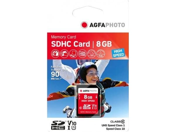 AgfaPhoto SDHC Card 8GB High Speed Class 10 UHS I U1 V10