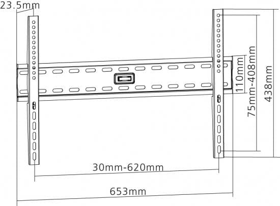 Equip 650330, 94 cm (37"), 177,8 cm (70"), 200 x 200 mm, 600 x 400 mm, Rostfritt stål, Svart