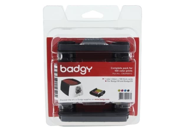 Badgy Full kit - YMCKO - skrivebåndskassett / PVC-kortsett - for Badgy 100, 200