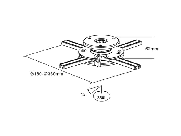 InLine 4043718172375, Vegg/tak, 20 kg, Sort, Aluminium, Stål, 0 - 360°, 360°
