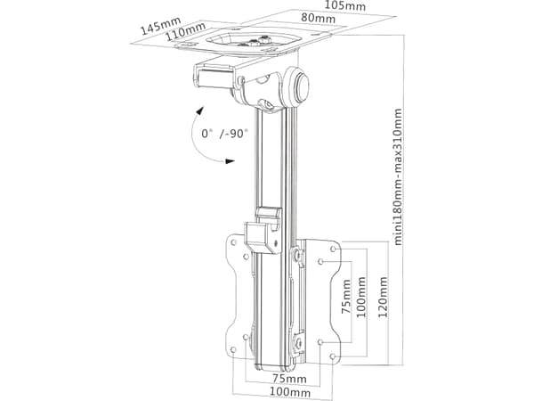InLine 4043718210695, Ruuvit, 20 kg, 33 cm (13"), 68,6 cm (27"), 100 x 100 mm, Musta, Harmaa