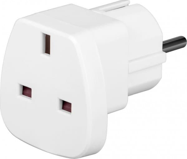 Rejseadapter UK til Europa, hvid