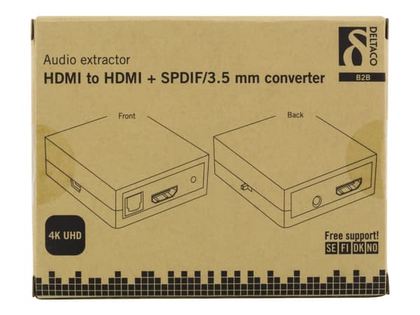 DELTACO HDMI-7038 - HDMI-ljudsignalsextraktor - svart