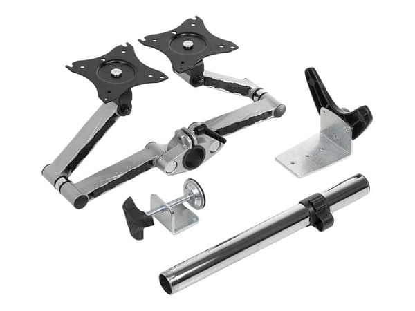 Maclean MC-714 - Monteringssats (bordsfäste, 2 justerbara armar) - för 2 LCD-bildskärmar - gjuten aluminium - svart, silver - skärmstorlek: 13"-27"