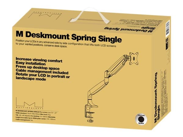 Multibrackets M Deskmount Spring Single - Monteringssats (montering på skrivbord) - för LCD-display - stål, höggradig aluminium - svart - skärmstorle Svart