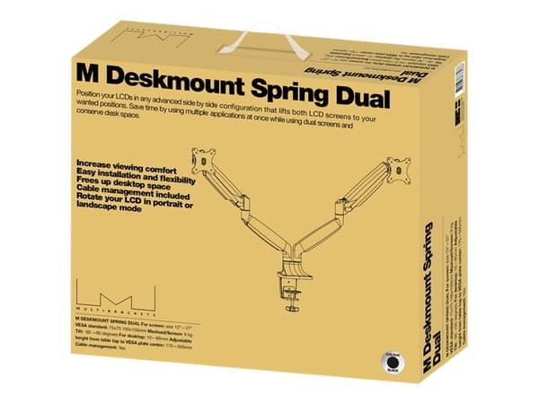 Multibrackets M Deskmount Spring Dual - Monteringssats (montering på skrivbord) - för 2 LCD-bildskärmar - stål, höggradig aluminium - svart - skärmst