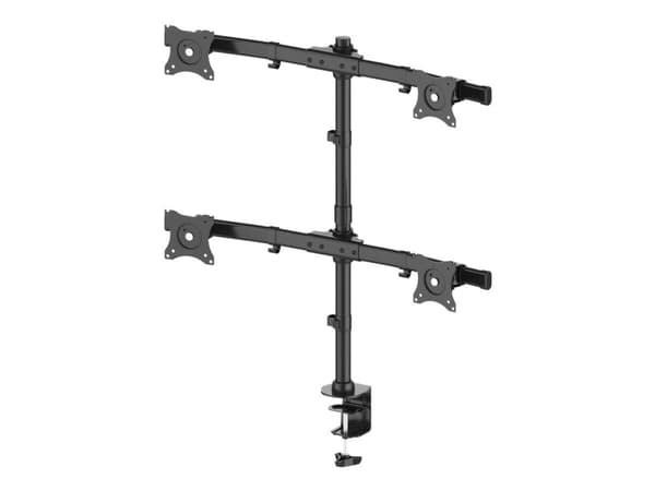 Multibrackets M Deskmount Basic Quad - Monteringssett (skrivebordsmontering) - for 4 LCD-skjermer - stål, høyverdig aluminium - svart - skjermstørrel Sort