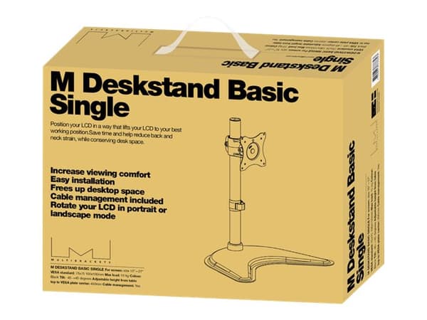 Multibrackets M Deskstand Basic Single - Monteringssats (montering på skrivbord) - för LCD-display - stål, höggradig aluminium - svart - skärmstorlek Svart